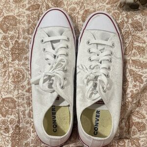 Converse White Canvas Sneakers with Red Trim